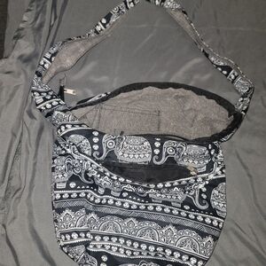 Elephant Print Navy Shoulder Bag